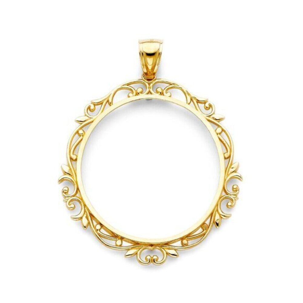 14k solid gold color flower 50 pesos Coin Bezel Frame pendant​